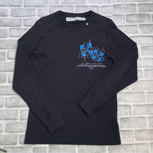 Off-White Black Long Sleeve Fence Arrow T-Shirt Men’s Size Small 100% Authentic - Picture 2 of 10